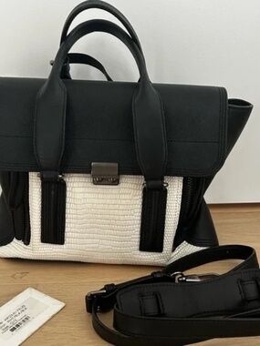 3.1 Phillip Lim Medium Pashli Satchel Black & White Leather Crossbody Bag